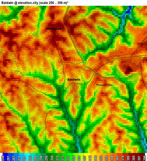 Baldwin elevation map