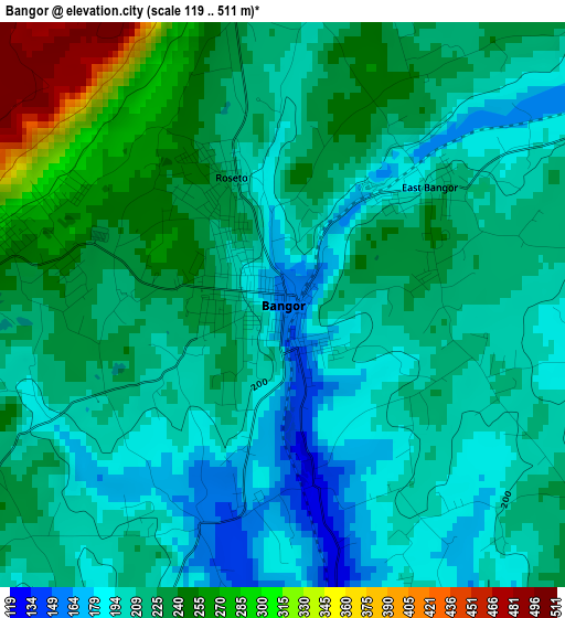 Bangor elevation map