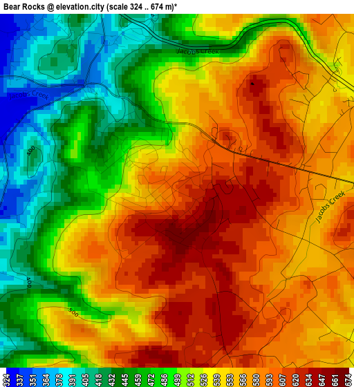 Bear Rocks elevation map