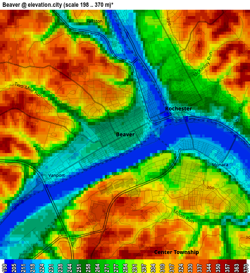 Beaver elevation map