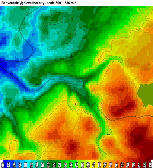 Beaverdale elevation map