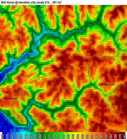 Bell Acres elevation map