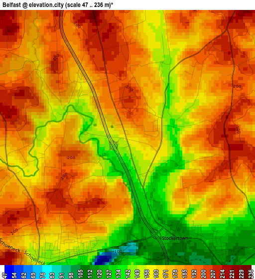 Belfast elevation map