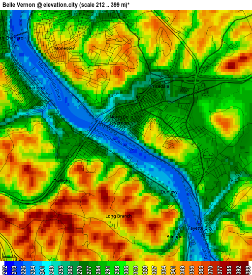 Belle Vernon elevation map