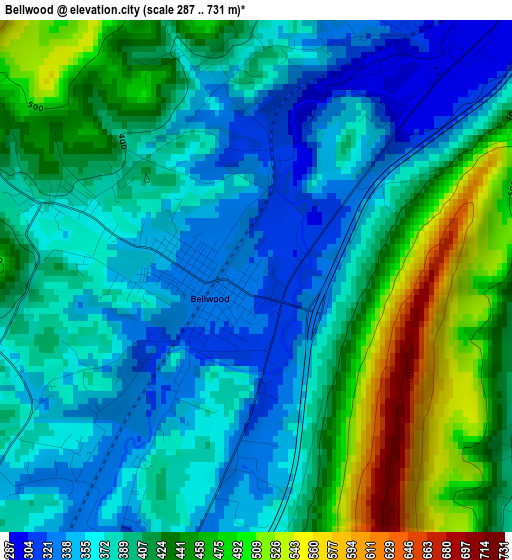 Bellwood elevation map