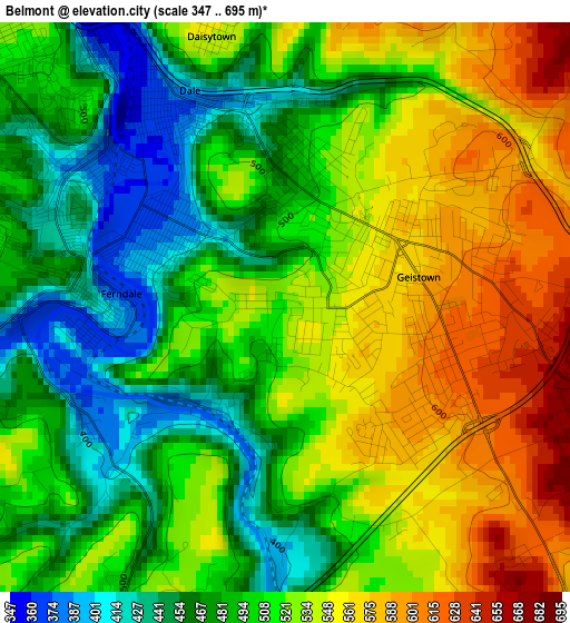 Belmont elevation map