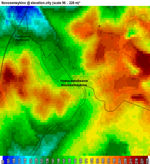 Novosemeykino elevation map