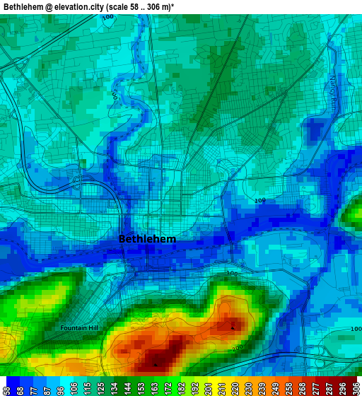 Bethlehem elevation map