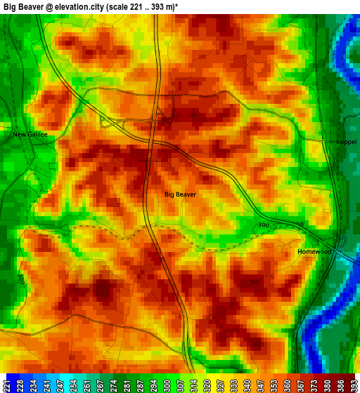 Big Beaver elevation map