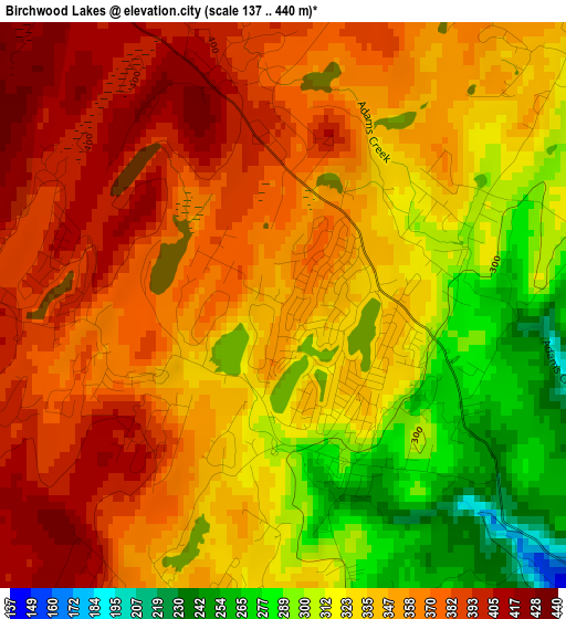 Birchwood Lakes elevation map