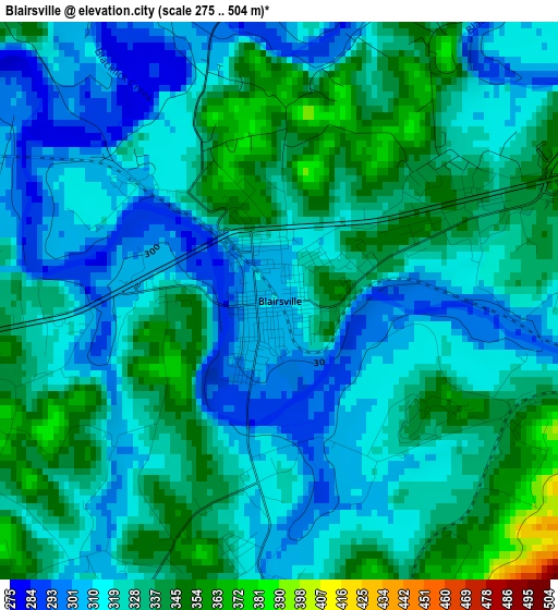 Blairsville elevation map