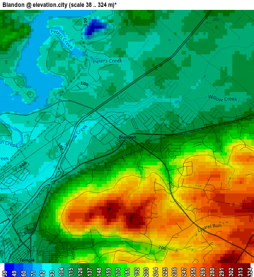 Blandon elevation map