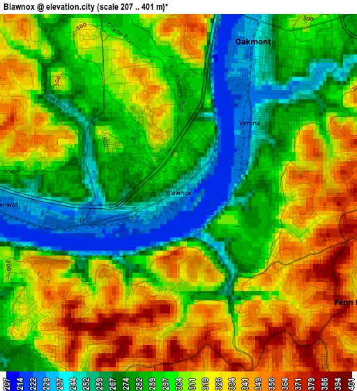 Blawnox elevation map