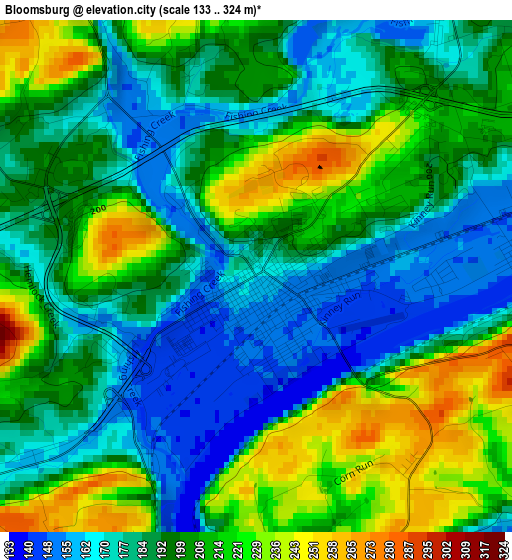 Bloomsburg elevation map