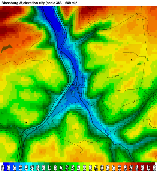 Blossburg elevation map