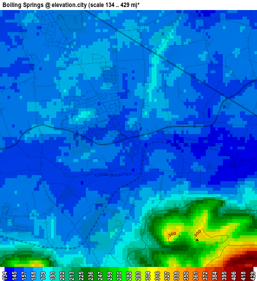 Boiling Springs elevation map