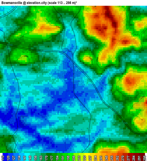 Bowmansville elevation map