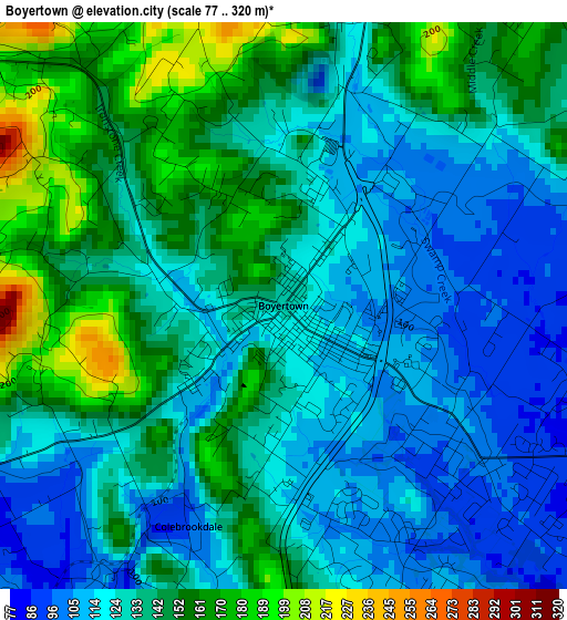 Boyertown elevation map