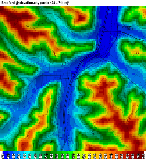 Bradford elevation map