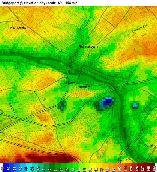 Bridgeport elevation map