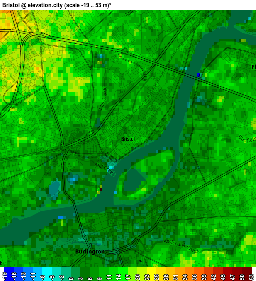 Bristol elevation map