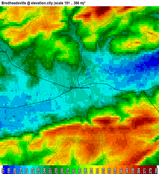 Brodheadsville elevation map