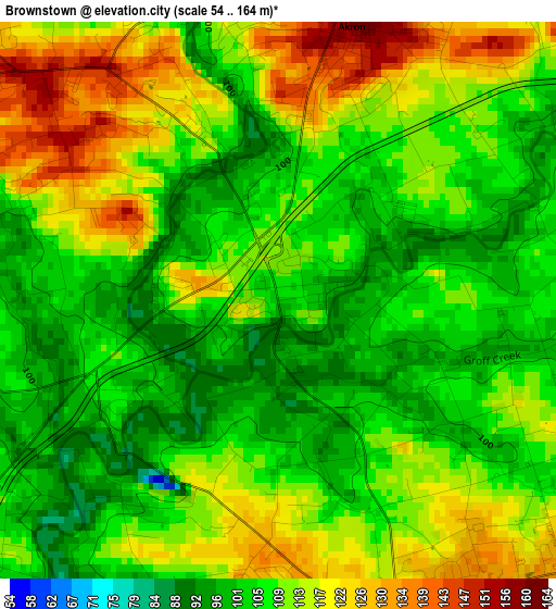 Brownstown elevation map