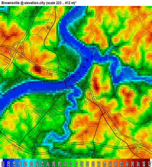 Brownsville elevation map