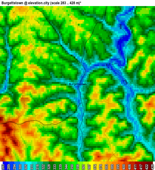 Burgettstown elevation map