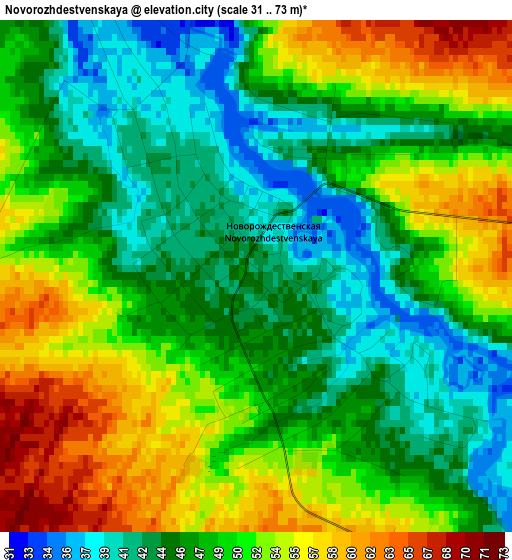 Novorozhdestvenskaya elevation map