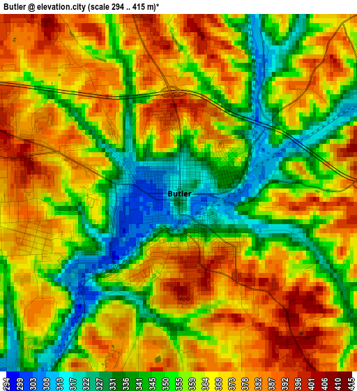 Butler elevation map