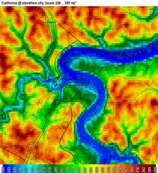 California elevation map