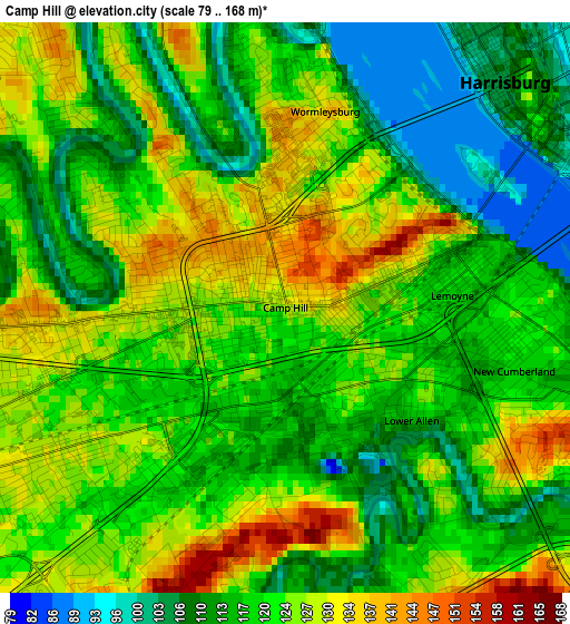 Camp Hill elevation map