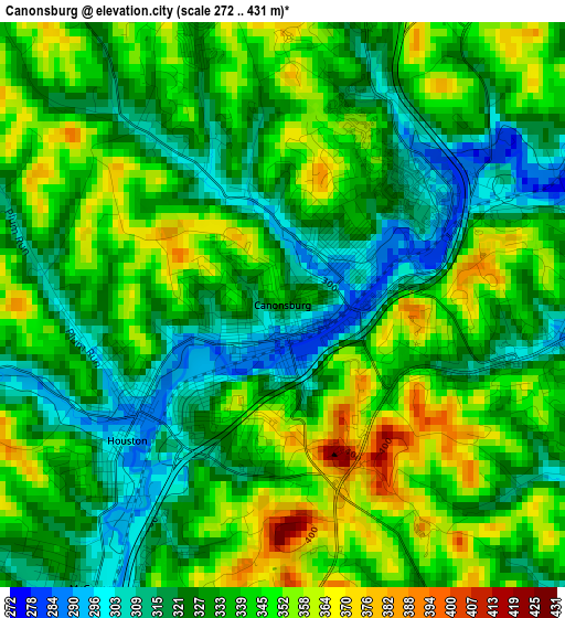 Canonsburg elevation map