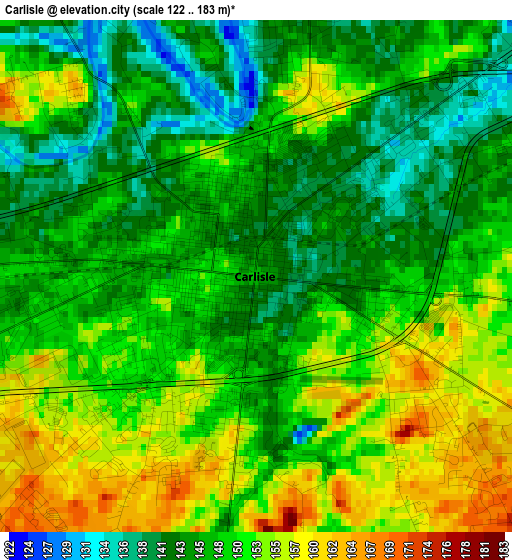 Carlisle elevation map