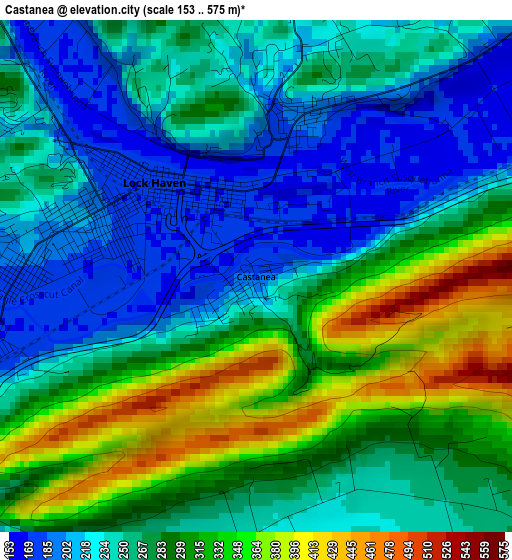 Castanea elevation map