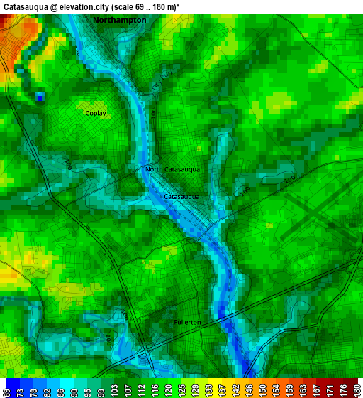 Catasauqua elevation map