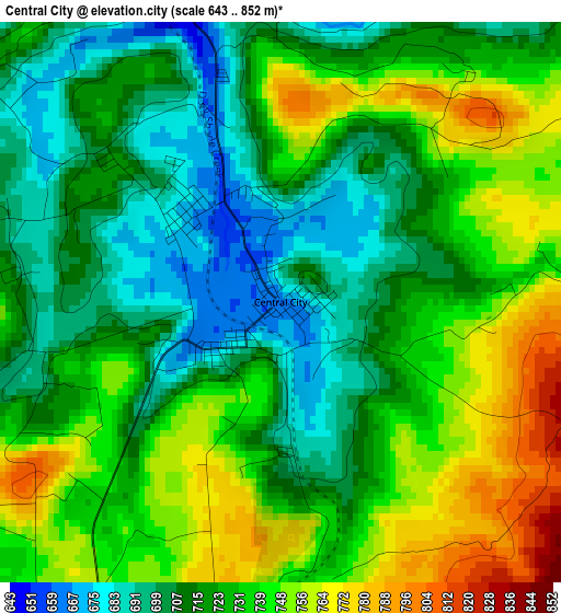 Central City elevation map