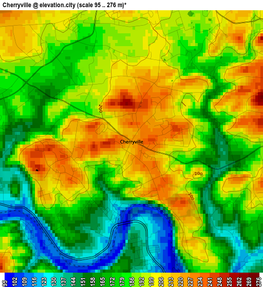 Cherryville elevation map