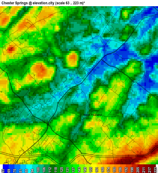 Chester Springs elevation map