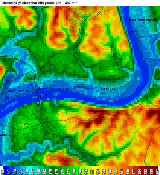 Cheswick elevation map