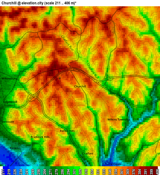 Churchill elevation map