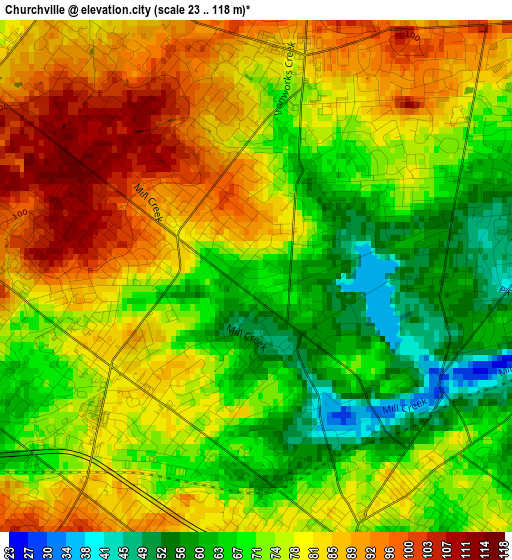 Churchville elevation map