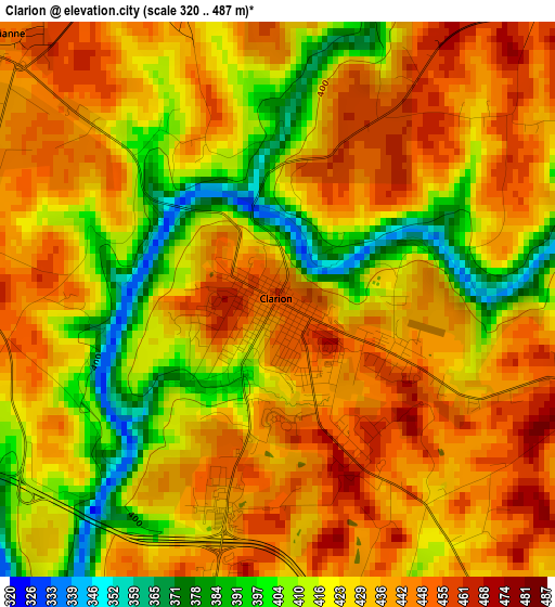 Clarion elevation map