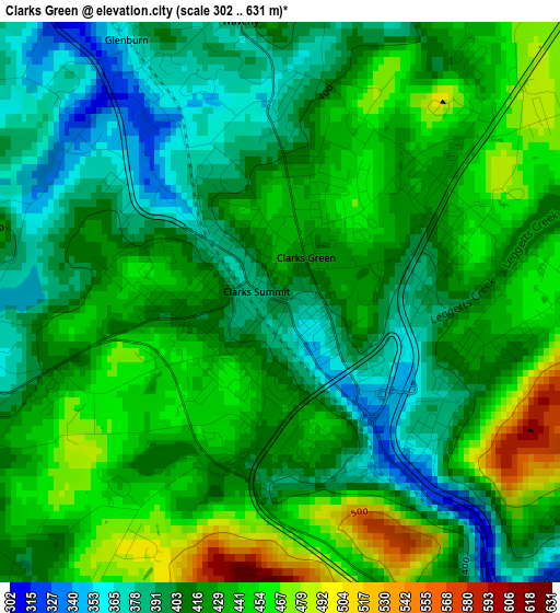 Clarks Green elevation map