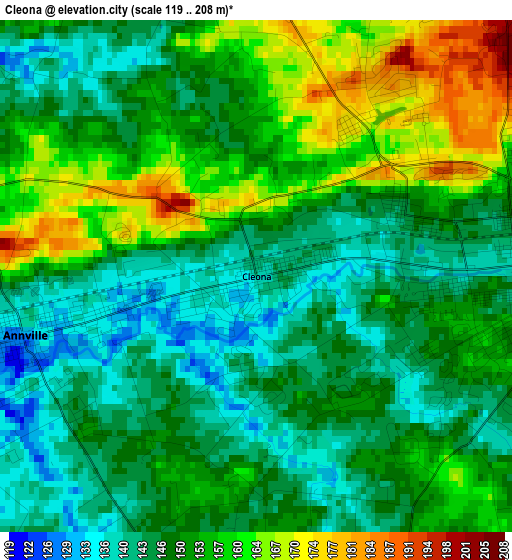 Cleona elevation map