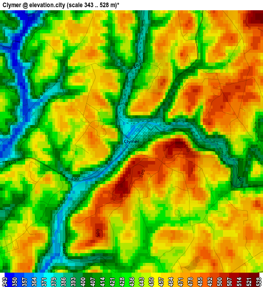 Clymer elevation map