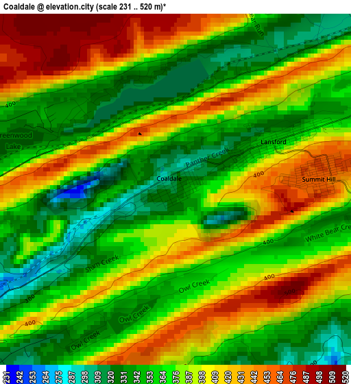 Coaldale elevation map