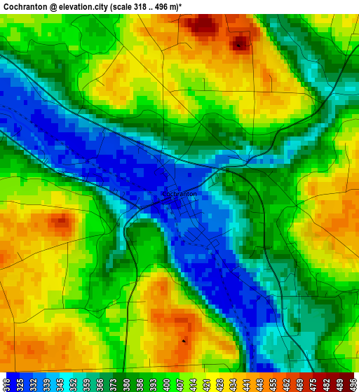 Cochranton elevation map