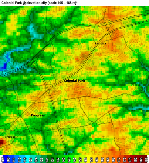 Colonial Park elevation map